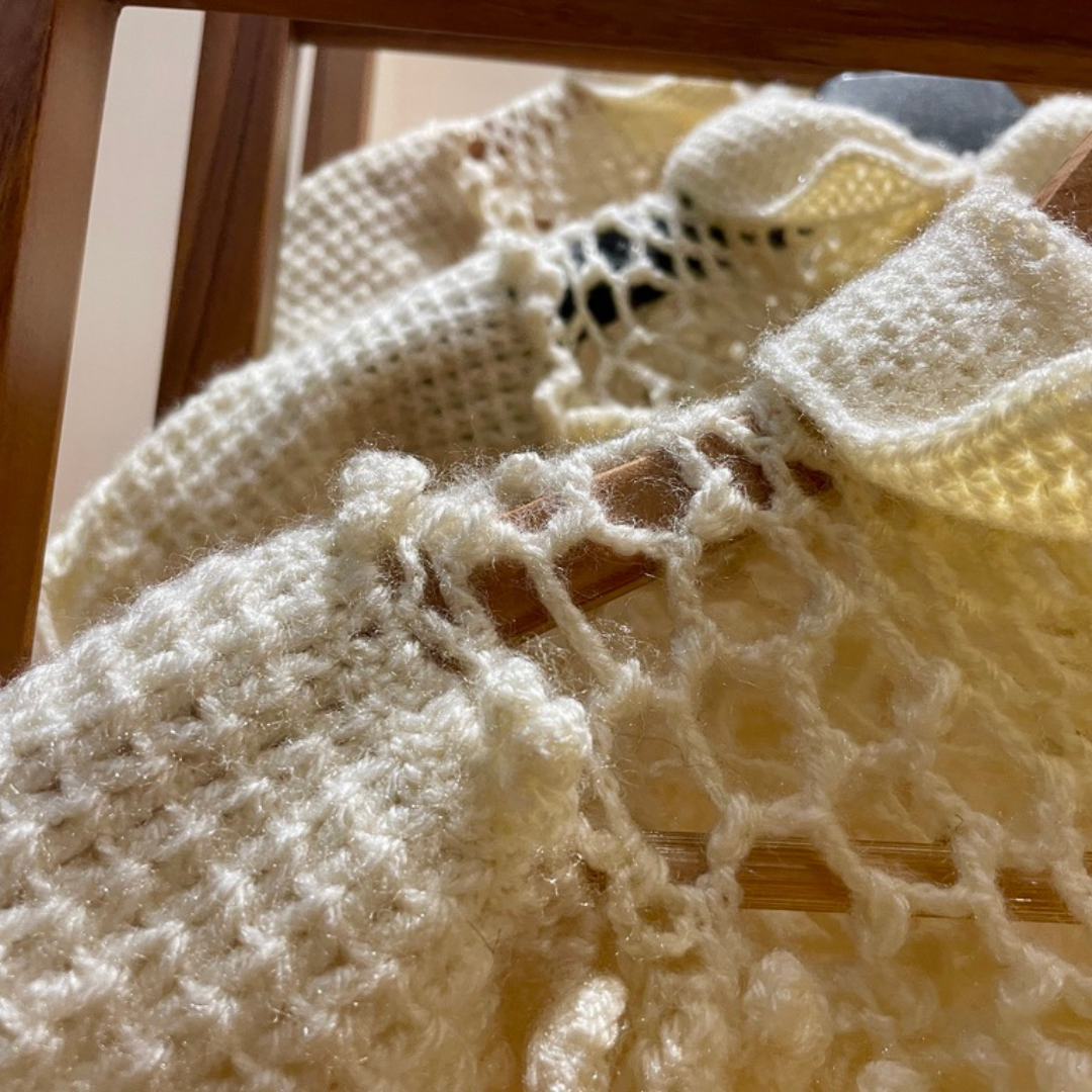 Pearl Blossom Knit Jacket Hand Knit Jacket for Girls by Chutak Binak