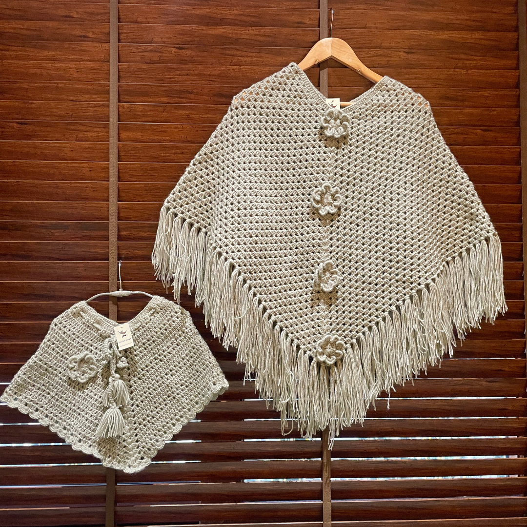 'Mommy and Me' Hand Knit Poncho