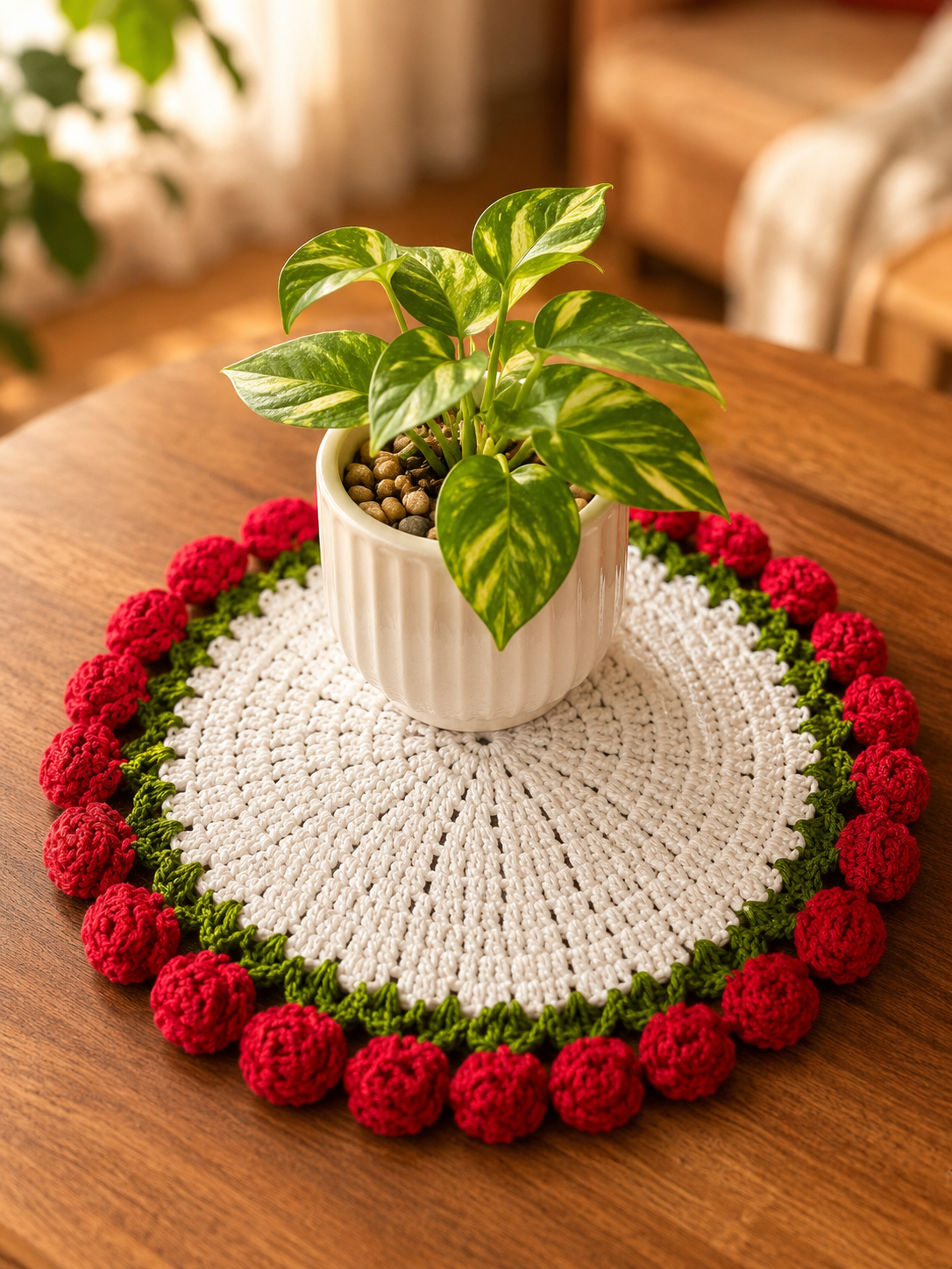 Handmade Crochet Floral Table Mat