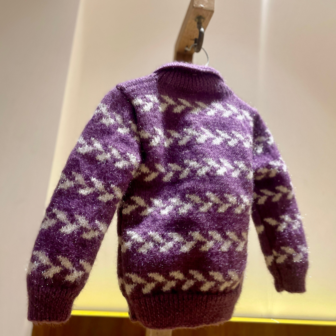 Hand Knit Purple Frost Kids Sweater | Chutak Binak