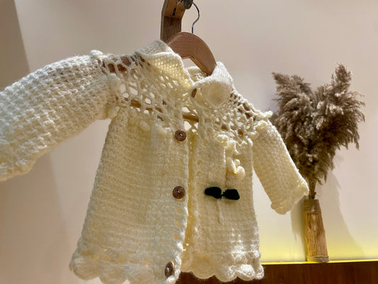Pearl Blossom Knit Jacket Hand Knit Jacket for Girls by Chutak Binak