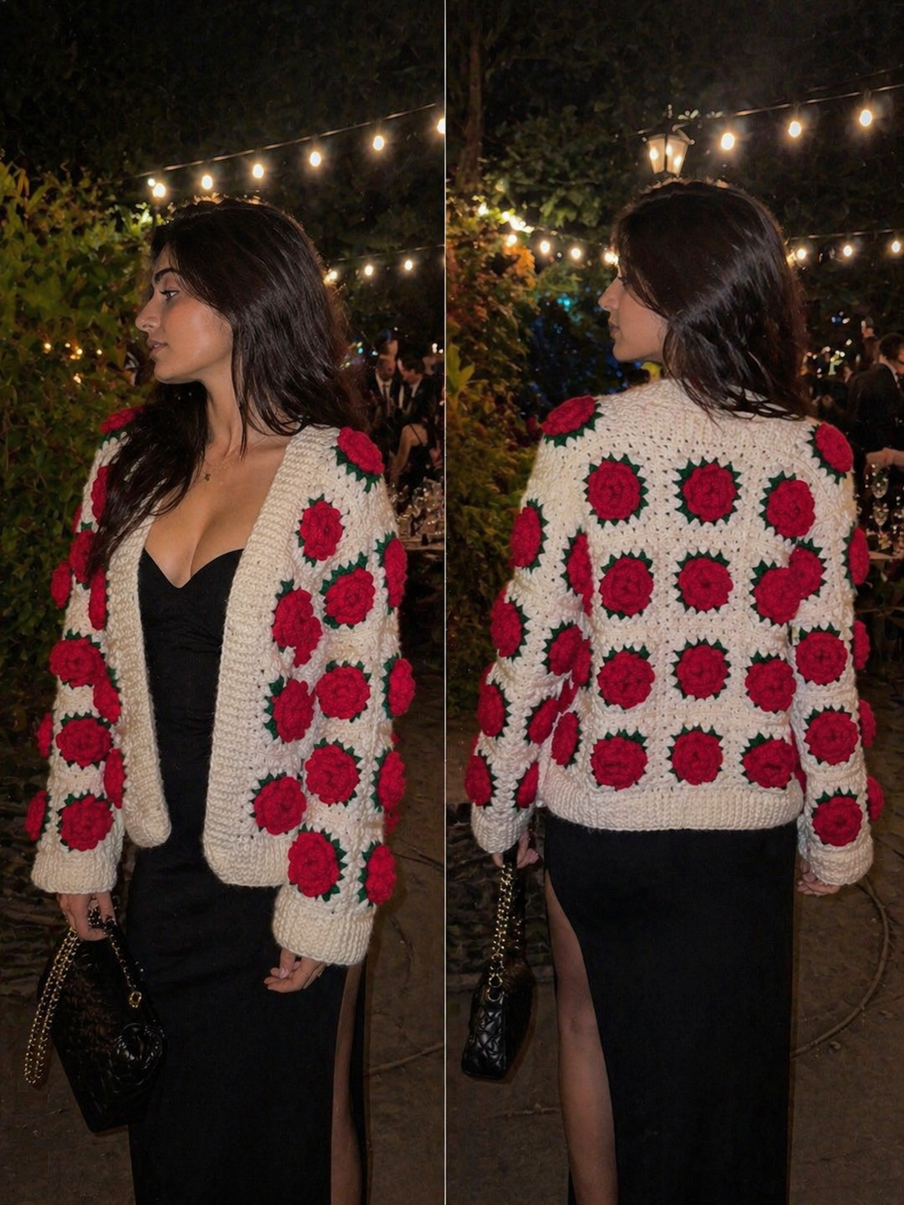 🌹 Cardigan a roses au crochet fait main pour femme 🌹
