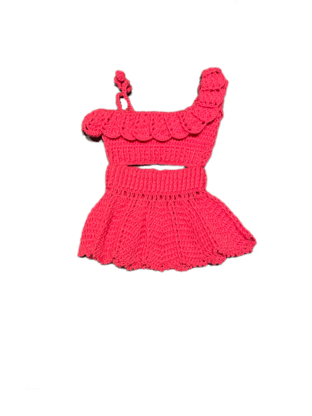 Handmade crochet baby girl skirt set in green – Chutak Binak