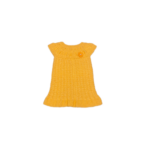 Hand knit yellow midi dress for baby girls – Chutak Binak