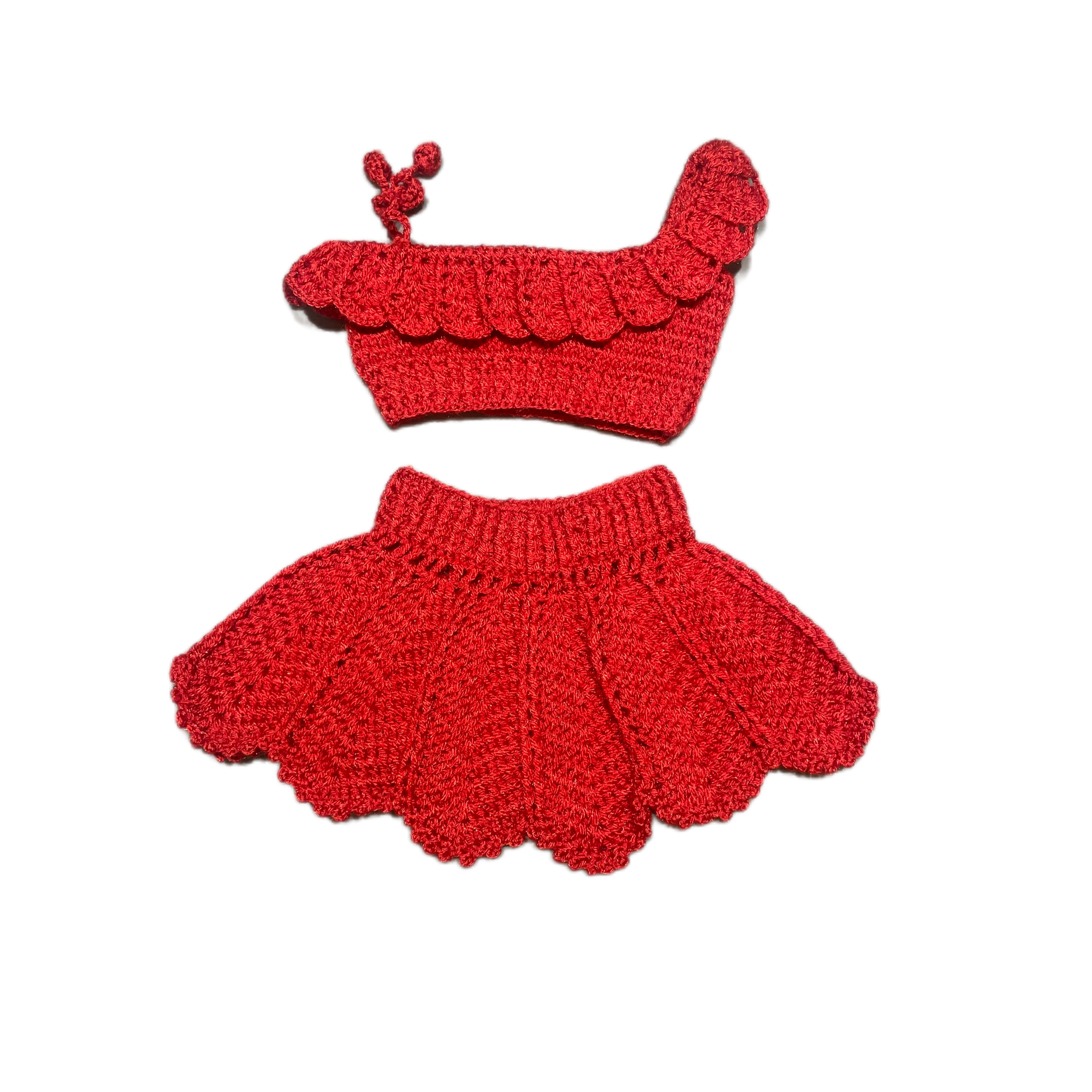 Supergirl Skirt Set Hand-Knit Crotchet by Chutak Binak