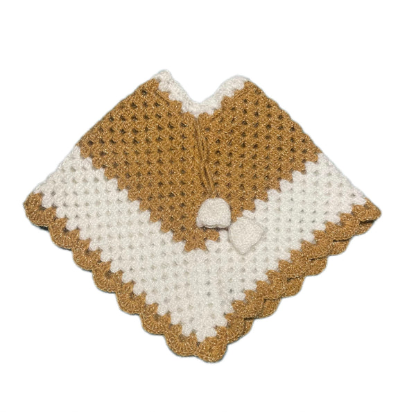 Hand knit brown woollen poncho for newborn baby 0-3 months – Chutak Binak