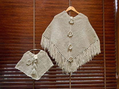 'Mommy and Me' Hand Knit Poncho