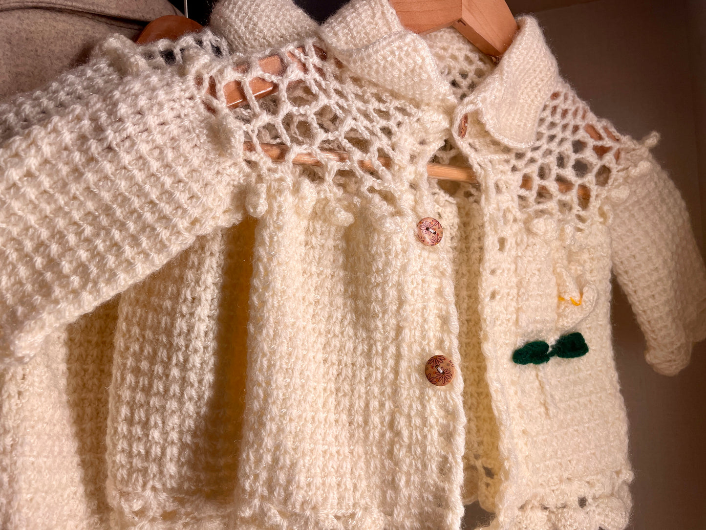 Pearl Blossom Knit Jacket Hand Knit Jacket for Girls by Chutak Binak