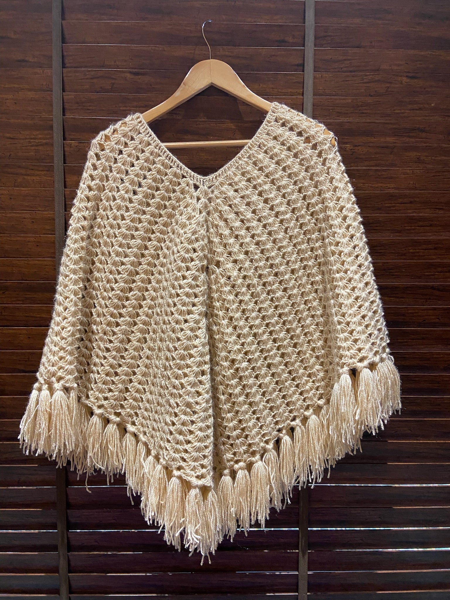 Angel Wings Chutak Binak Hand Knit Wool Blend Poncho for Adults