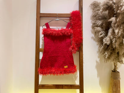 Scarlet Snowflake Dress Set by Chutak Binak | Hand Knit