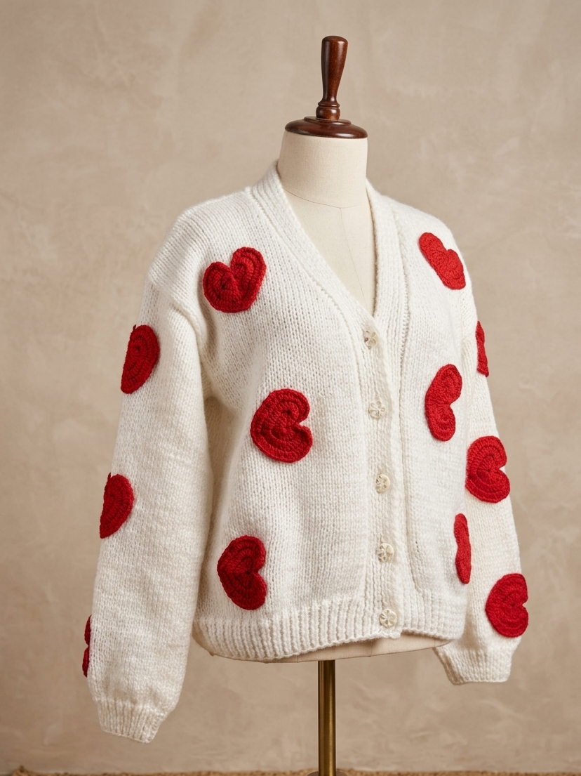 Amour Hand Knit Drop Shoulder Korean Style Cardigan for Women | Chutak Binak