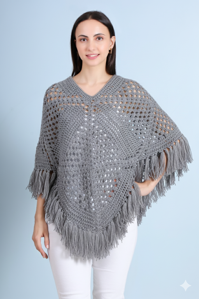 Hand Crochet Oceanic Poncho