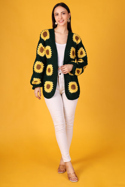 Hand Crochet Sunshine Stitches Woollen Jacket
