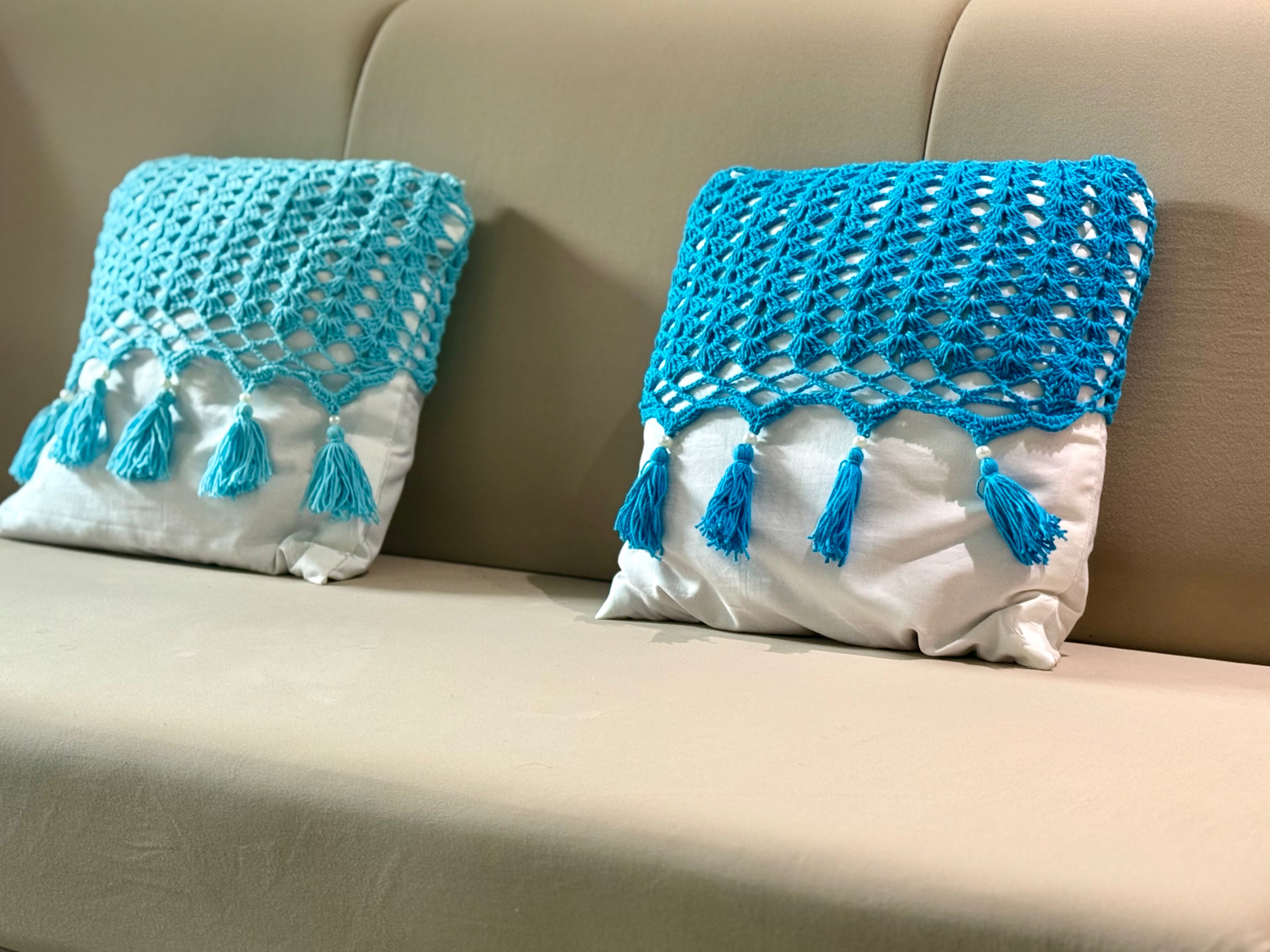 Set of 2 Hand Crochet Cushion Covers