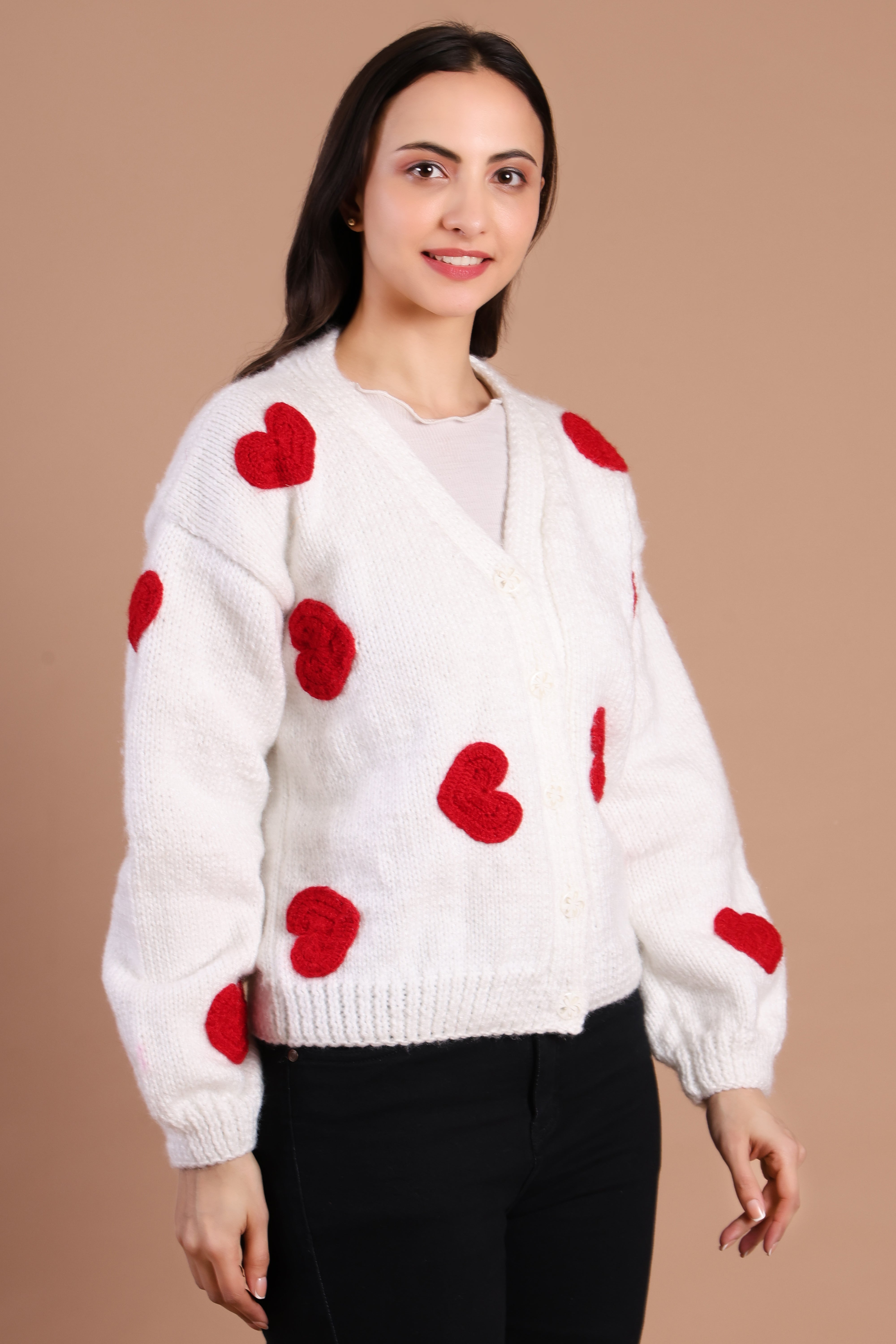 Amour Hand Knit Drop Shoulder Korean Style Cardigan for Women | Chutak Binak