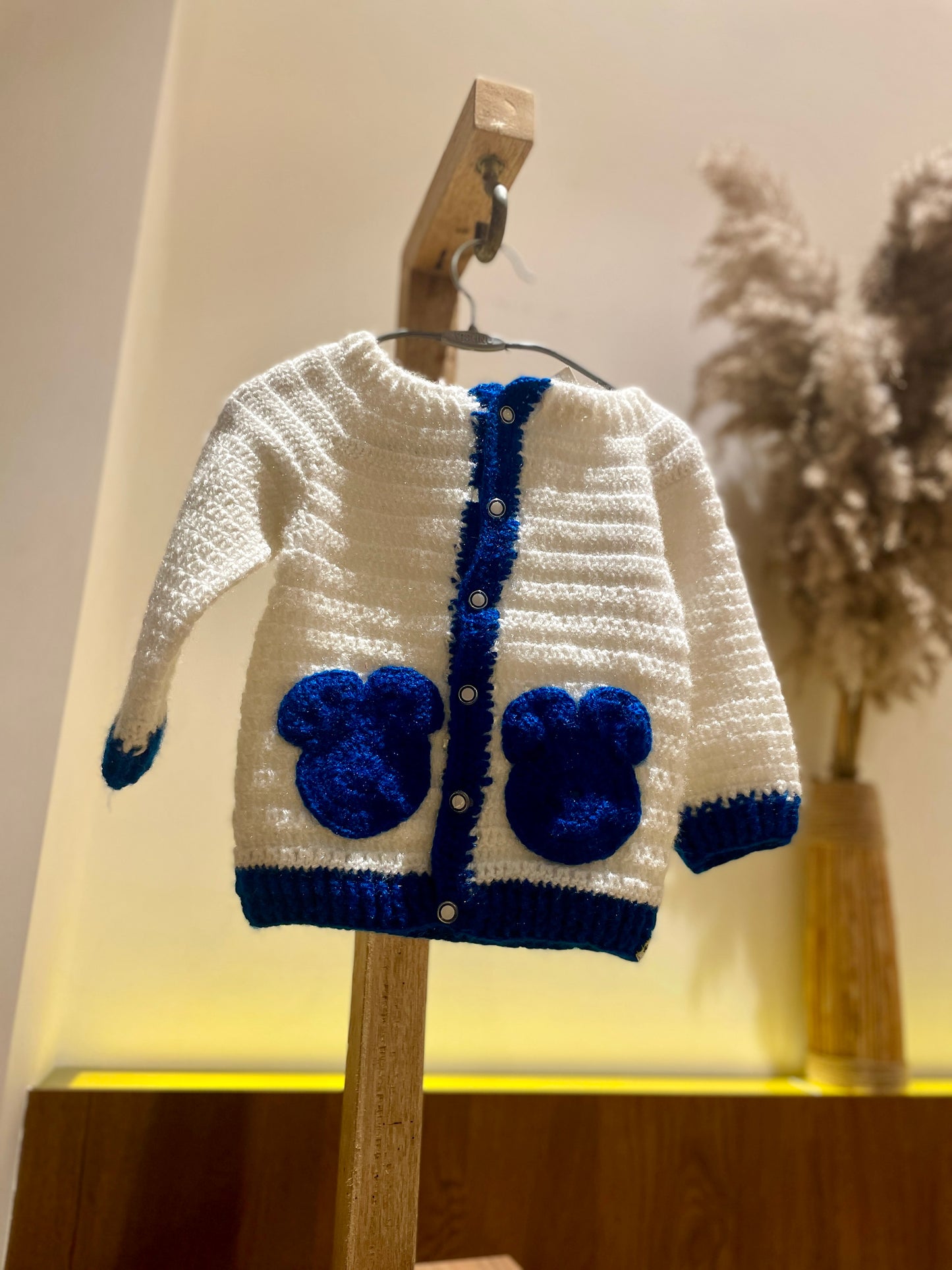 Blue Bear Crochet Sweater by Chutak Binak | Hand Knit