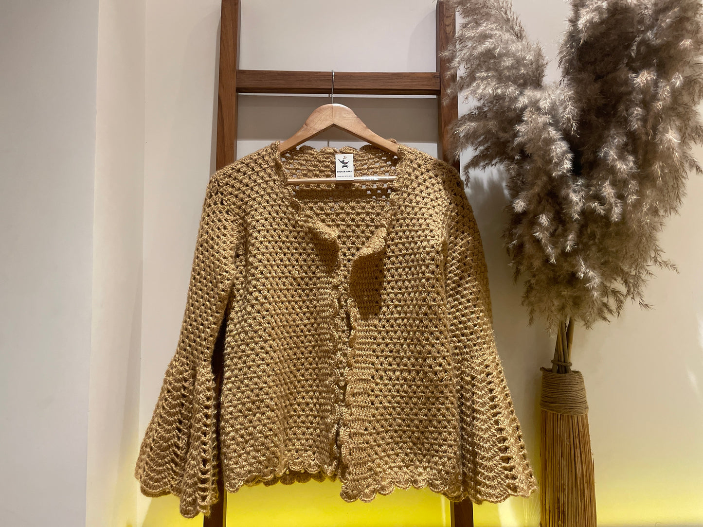 Golden Flare Crochet Jacket by Chutak Binak | Hand Knit