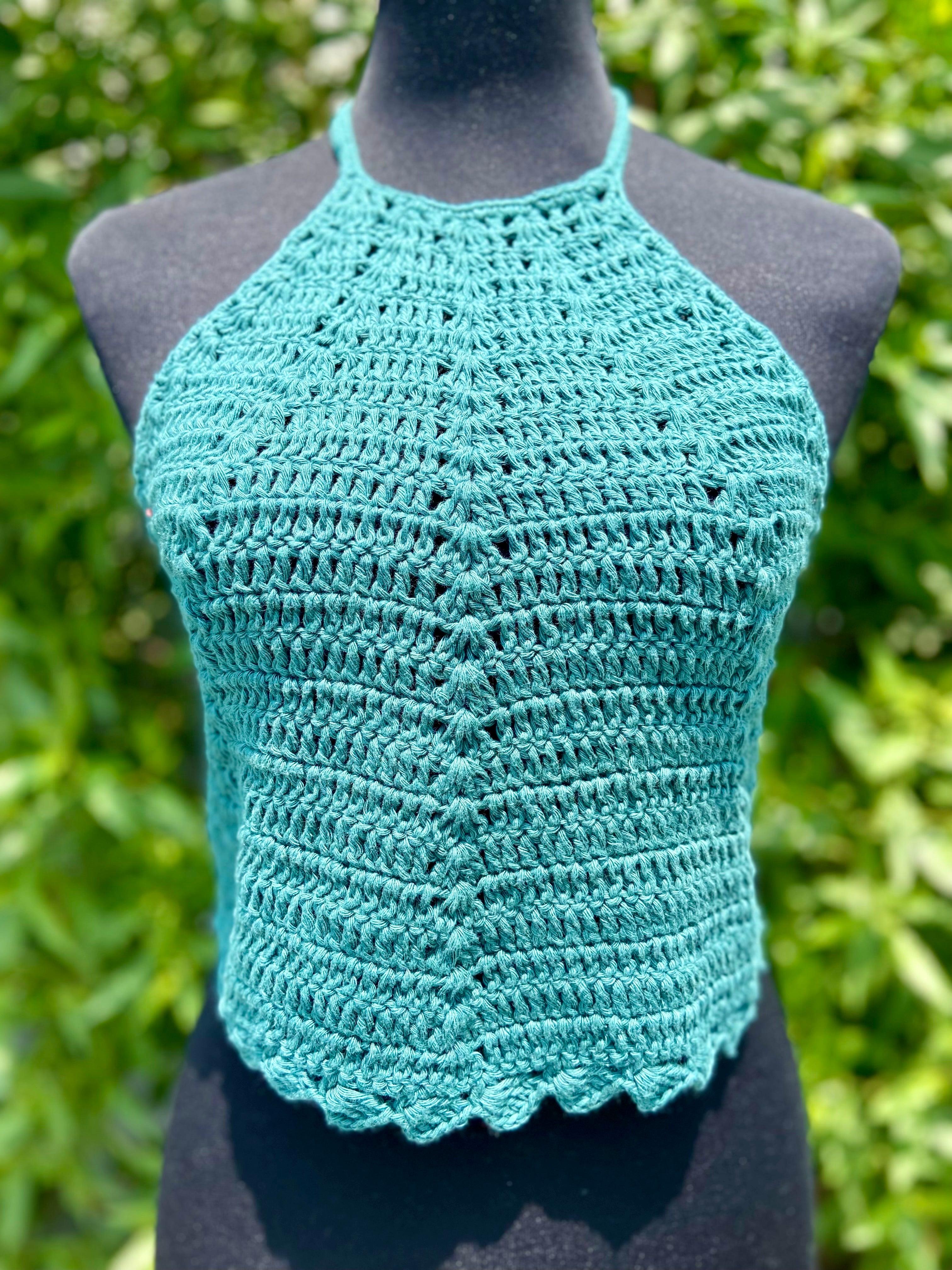 Coral Baddie Hand Crochet Cotton Top by Chutak Binak