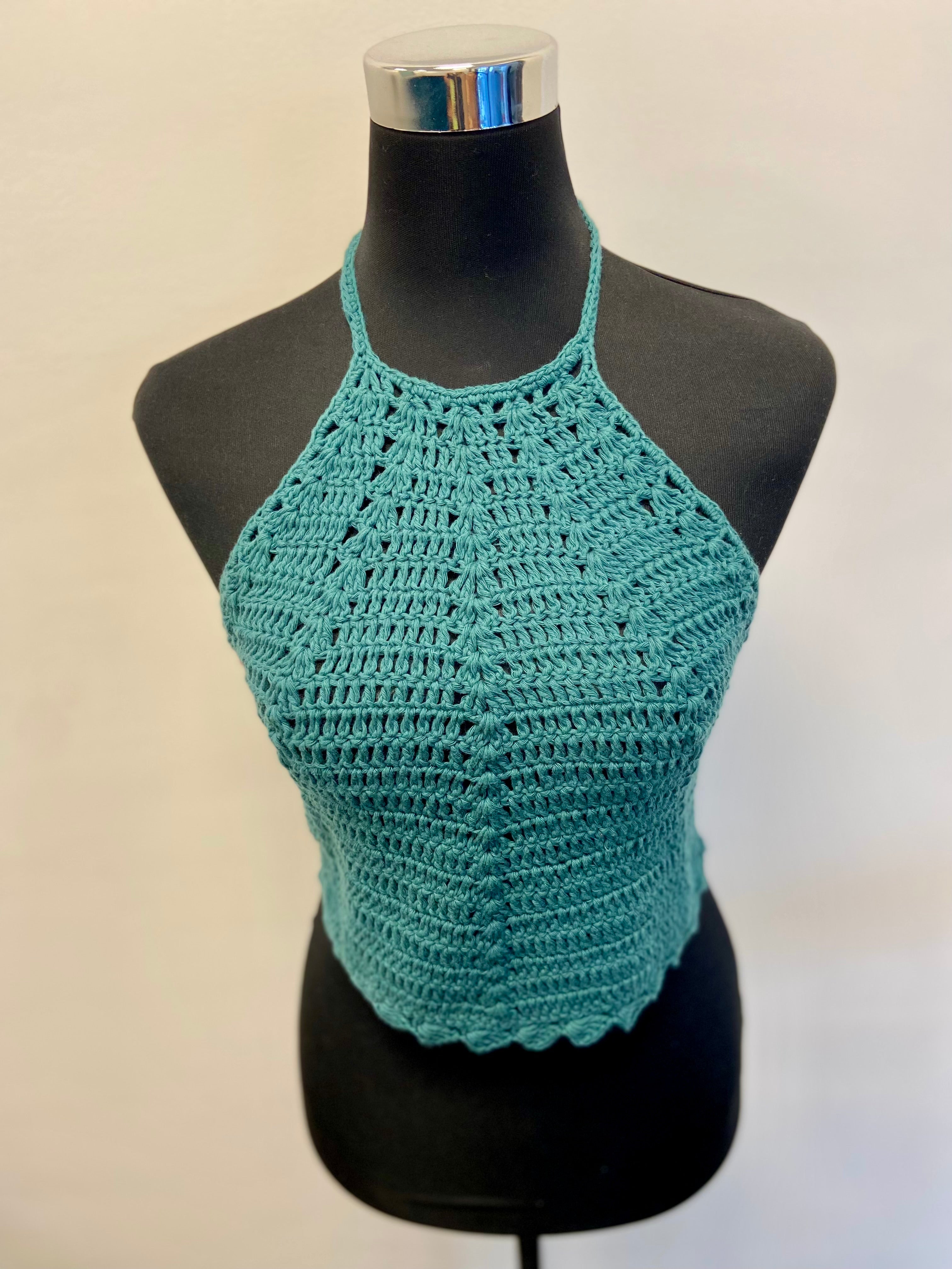 Coral Baddie Hand Crochet Cotton Top by Chutak Binak