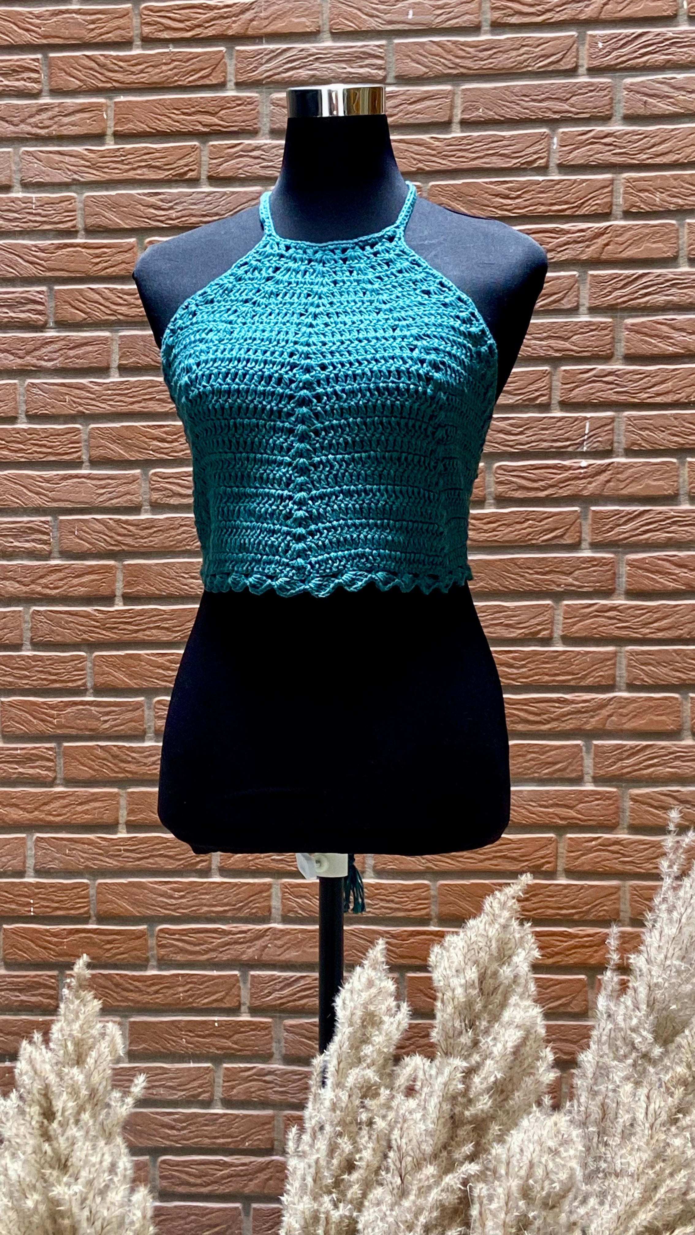 Coral Baddie Hand Crochet Cotton Top by Chutak Binak