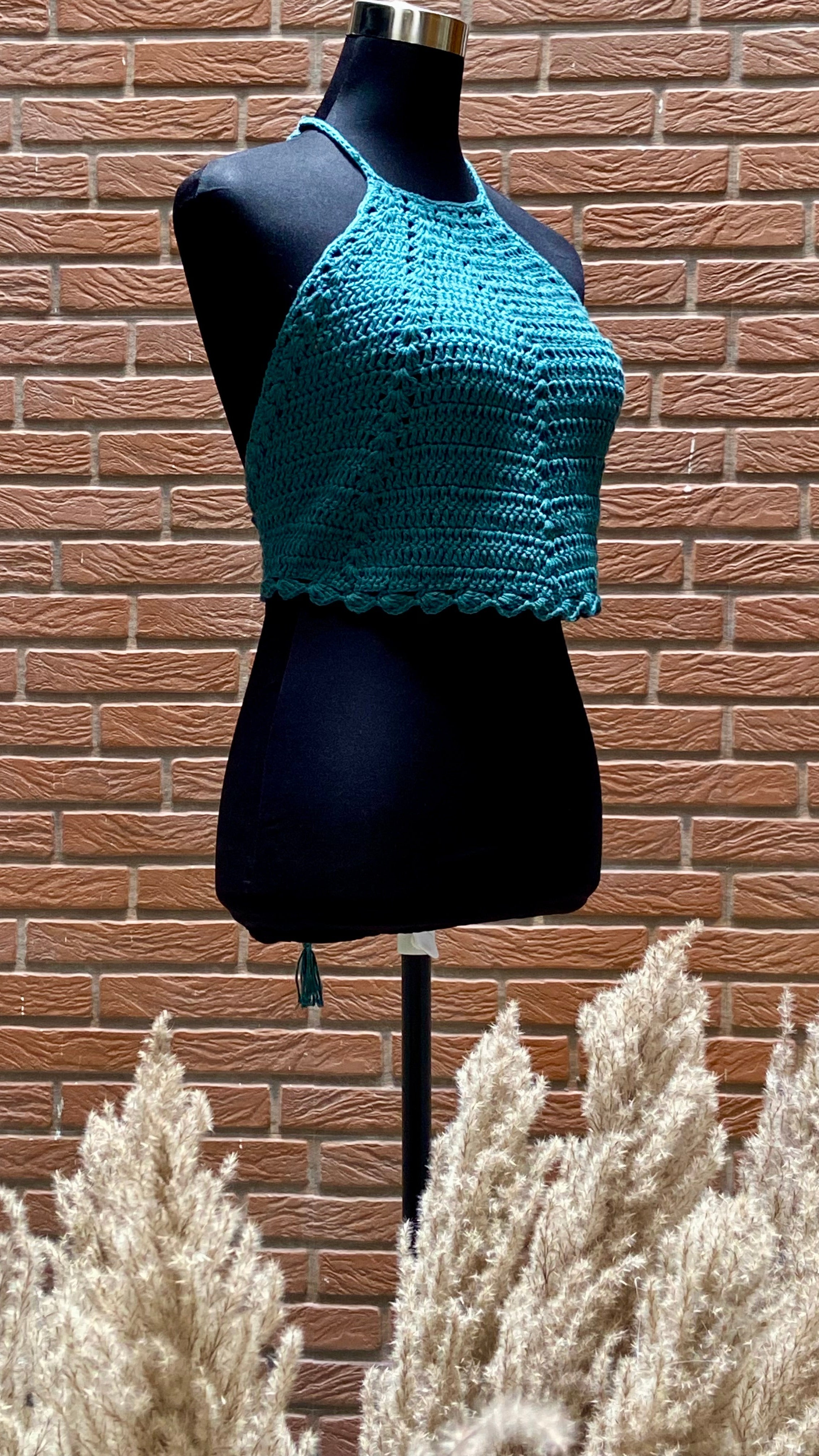 Coral Baddie Hand Crochet Cotton Top by Chutak Binak