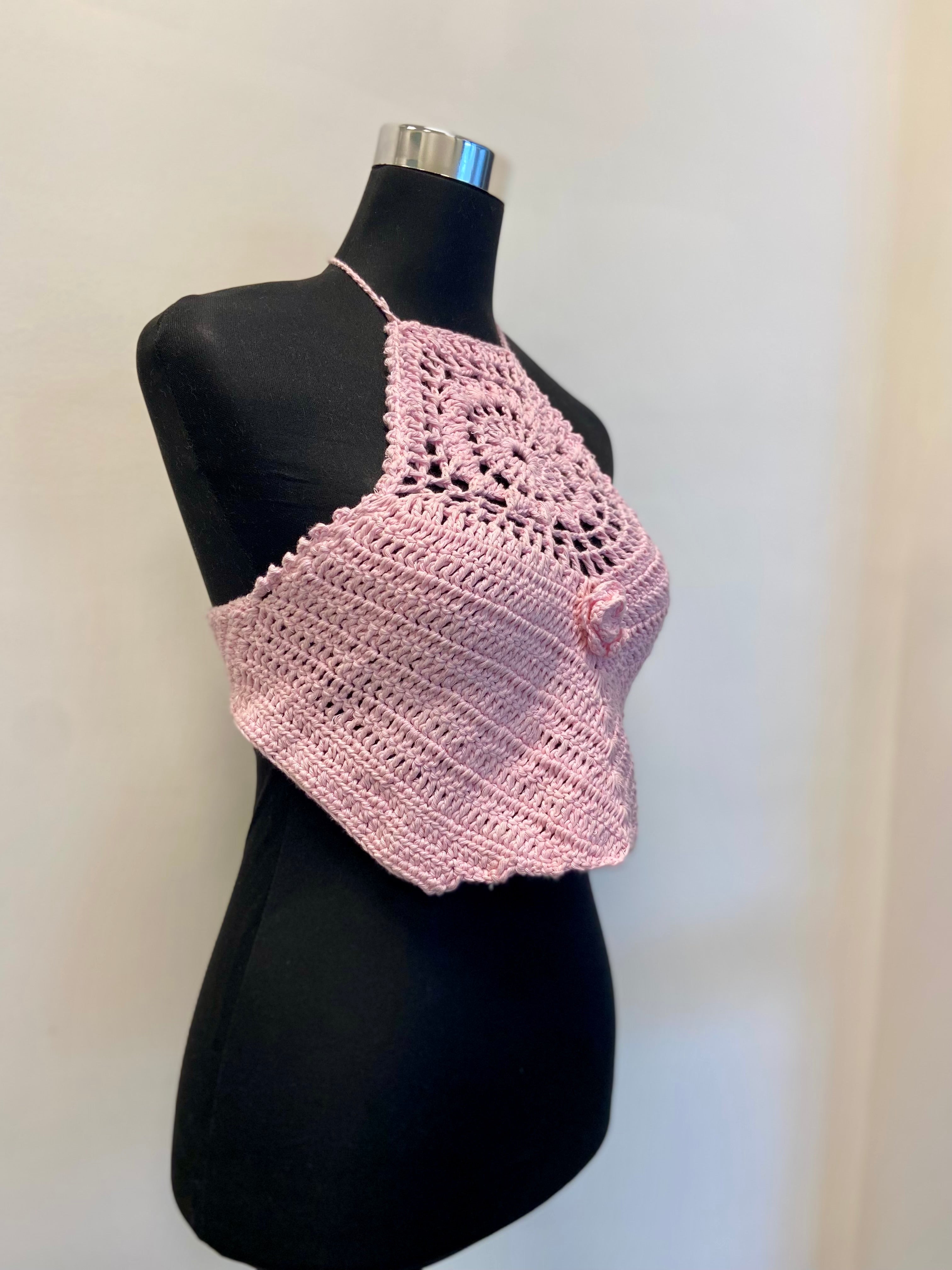 Blossom Dream Halter Neck Cotton Handmade Crochet Bralette by Chutak Binak