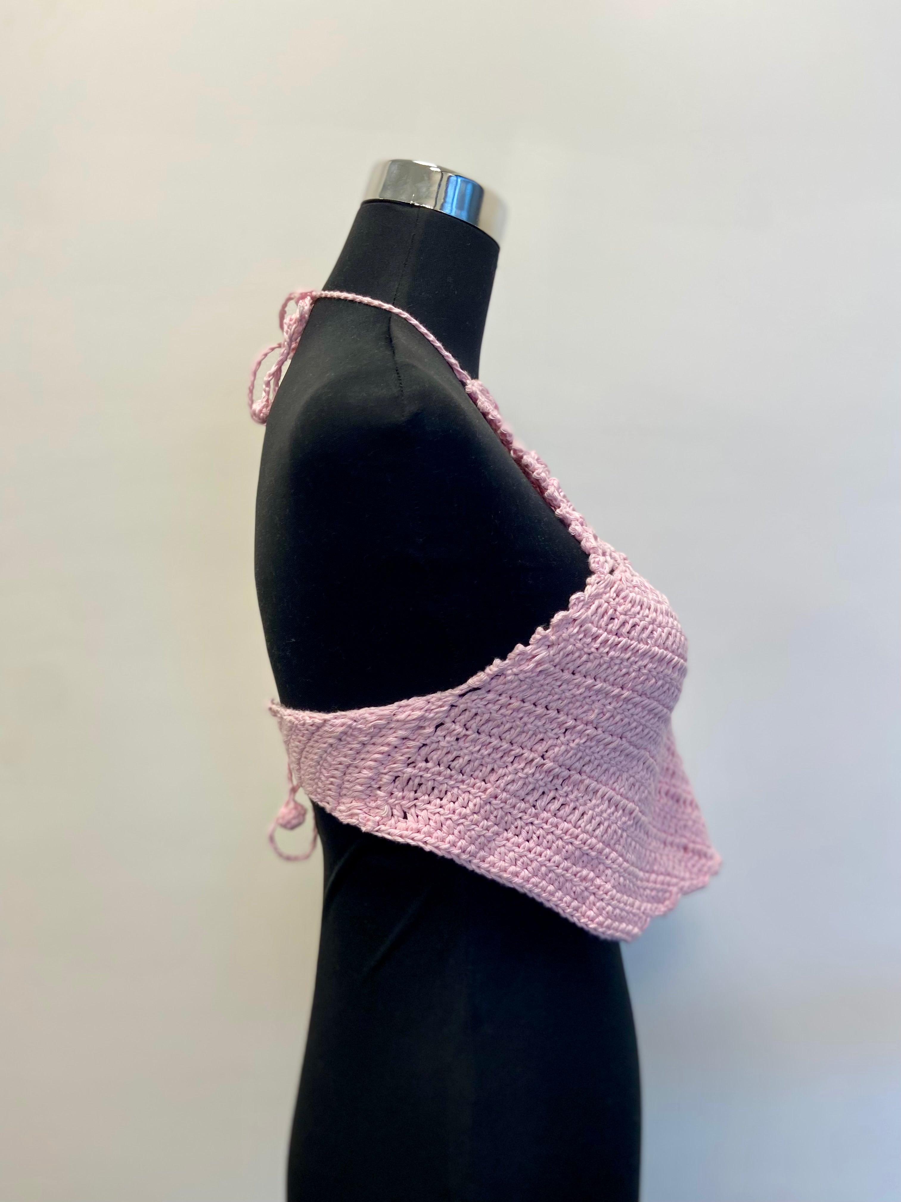 Blossom Dream Halter Neck Cotton Handmade Crochet Bralette by Chutak Binak