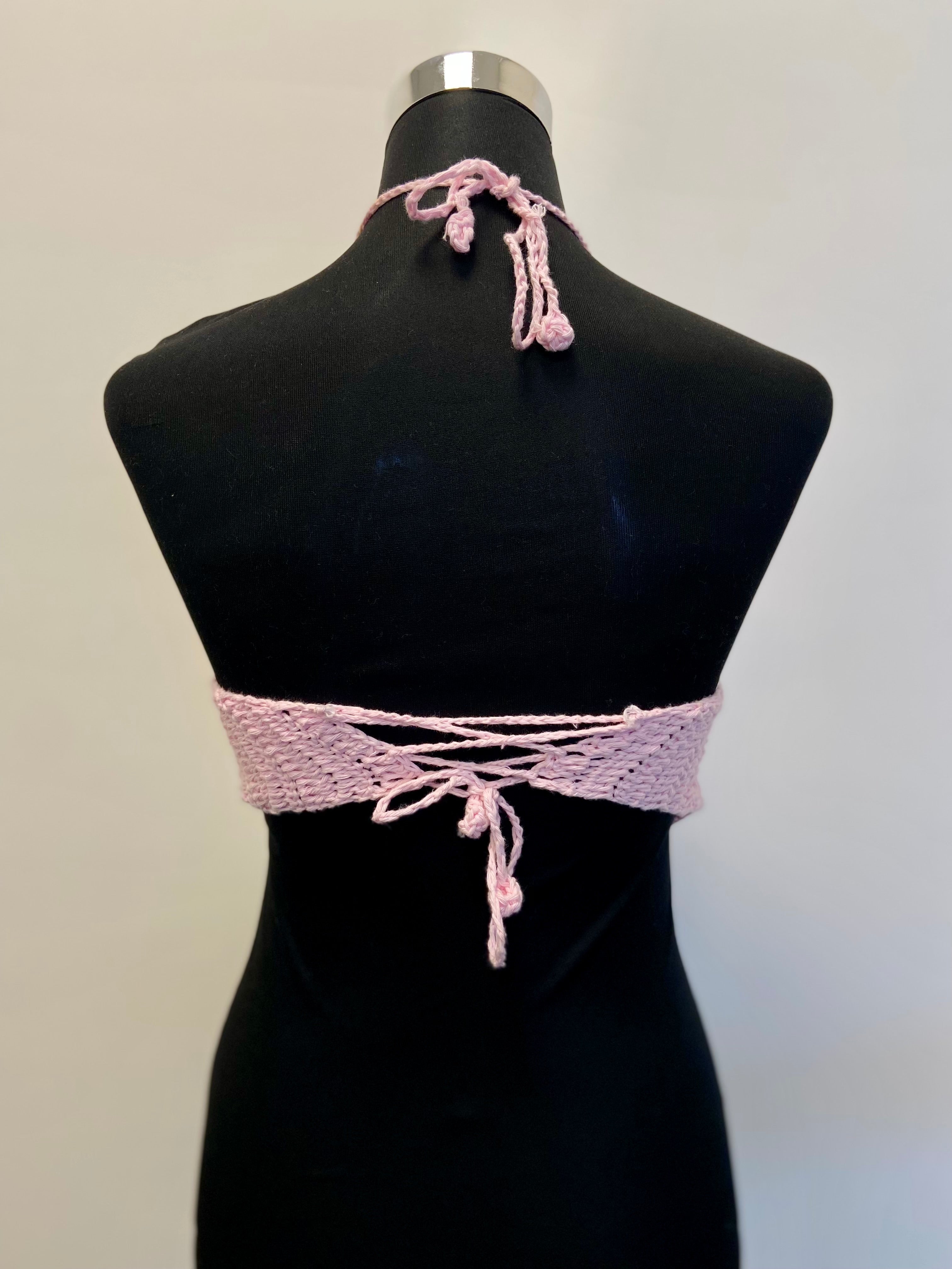 Blossom Dream Halter Neck Cotton Handmade Crochet Bralette by Chutak Binak