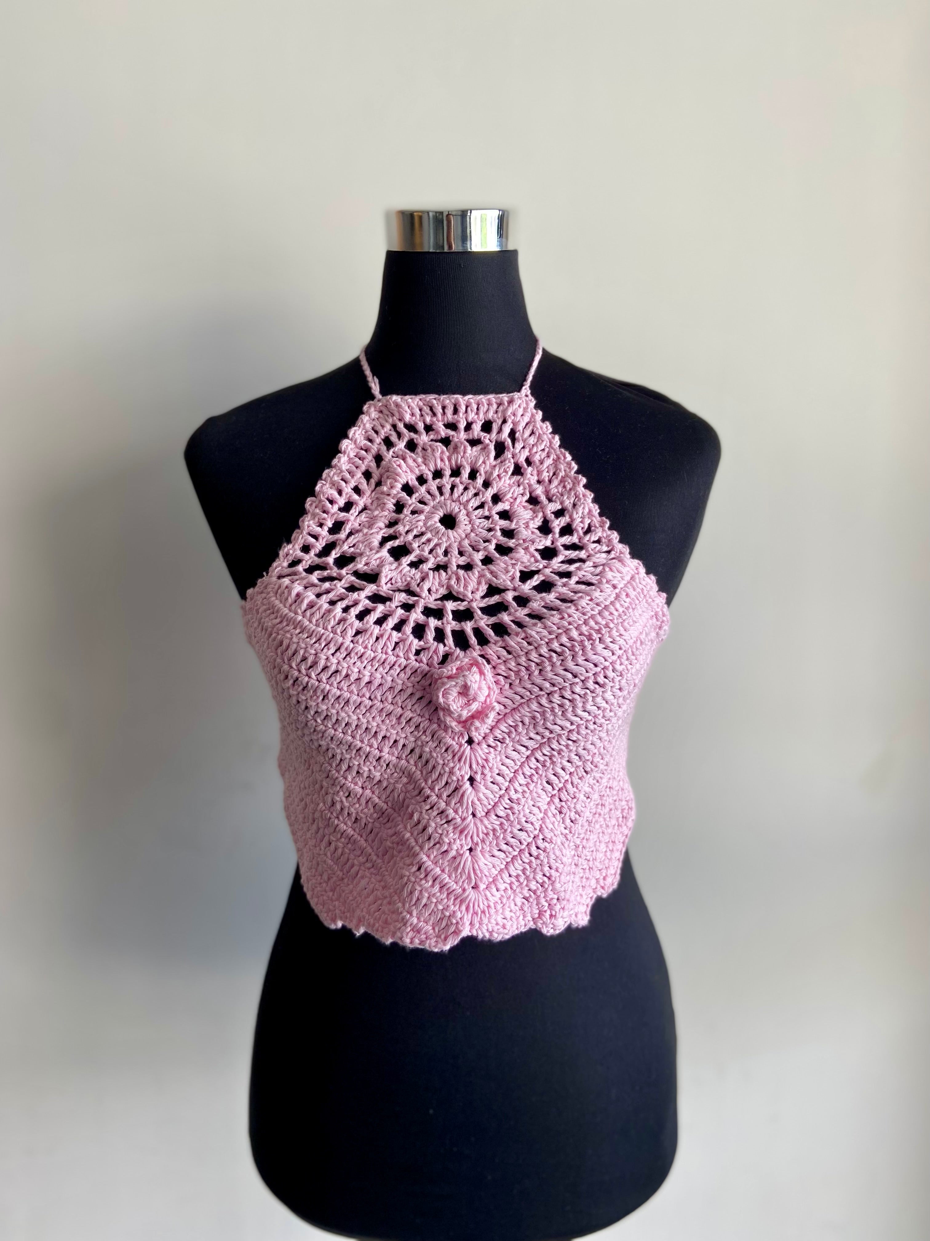 Blossom Dream Halter Neck Cotton Handmade Crochet Bralette by Chutak Binak