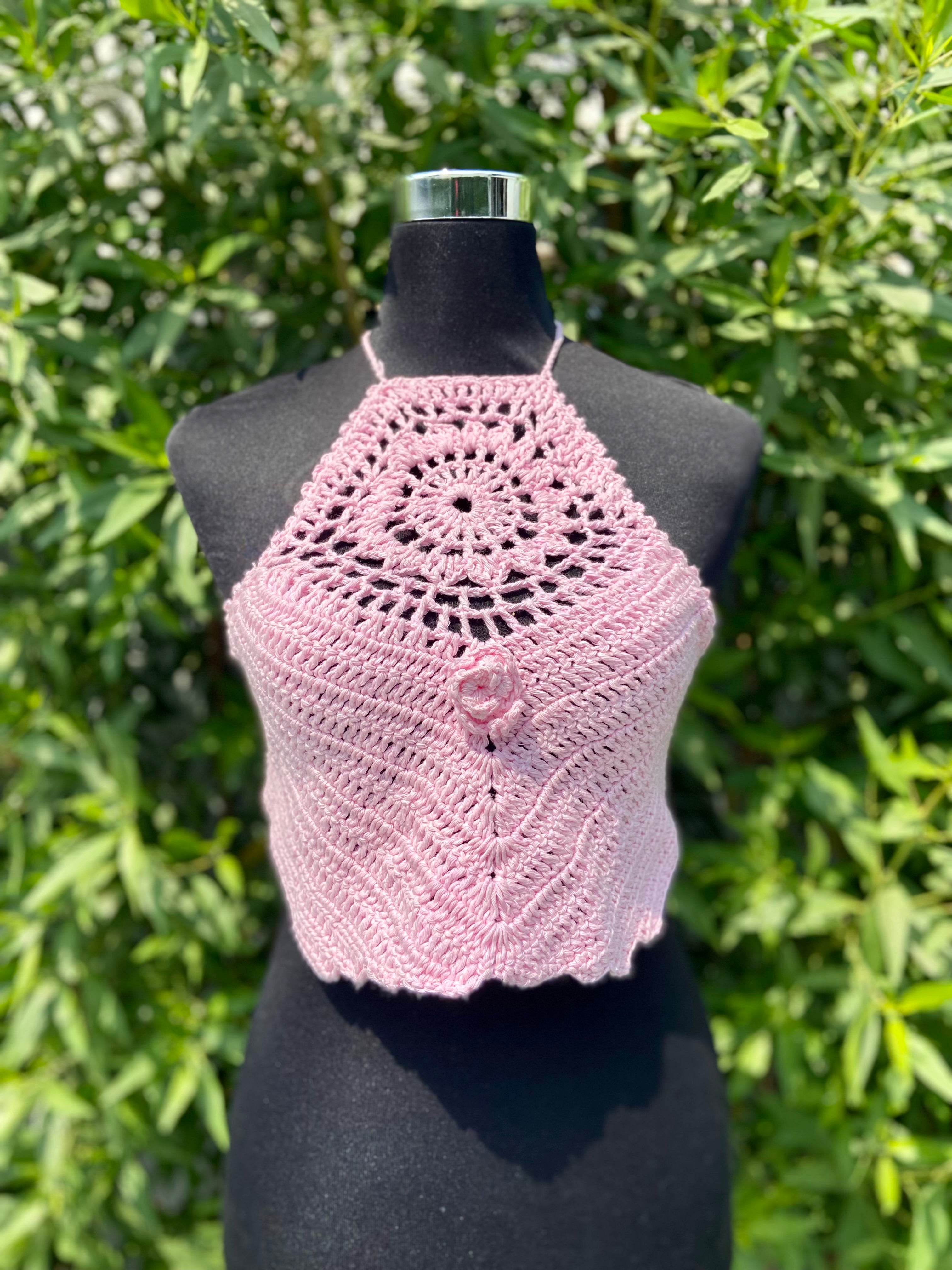 Blossom Dream Halter Neck Cotton Handmade Crochet Bralette by Chutak Binak