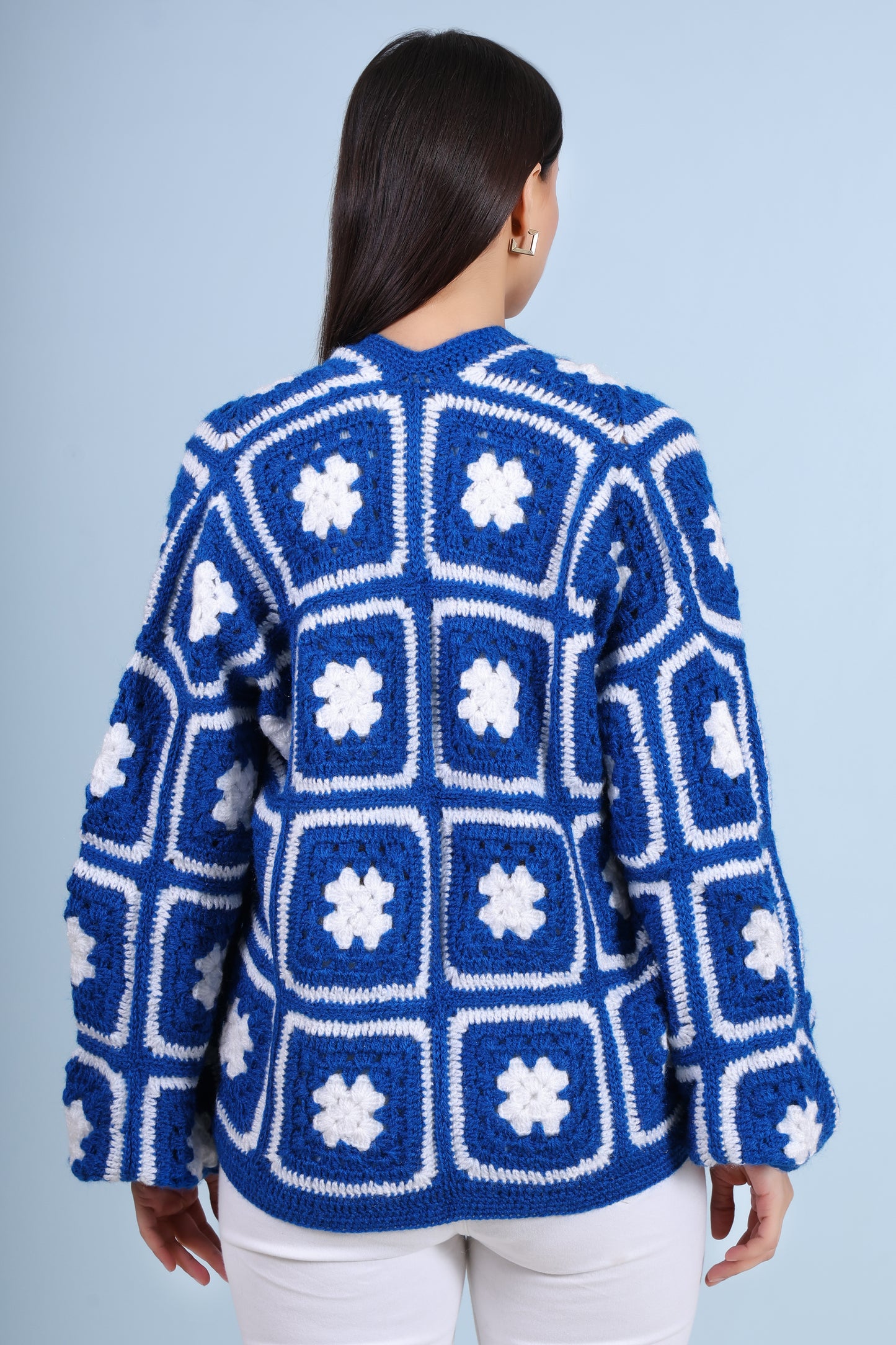 Blue Blossom Crochet Jacket