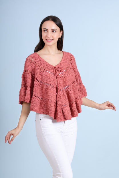 2 in 1 Style Hand Crochet Whimsy Weave Skirt / Poncho