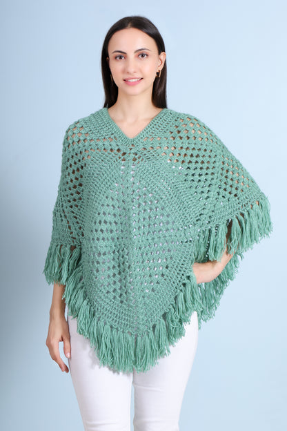 Hand Crochet Oceanic Poncho
