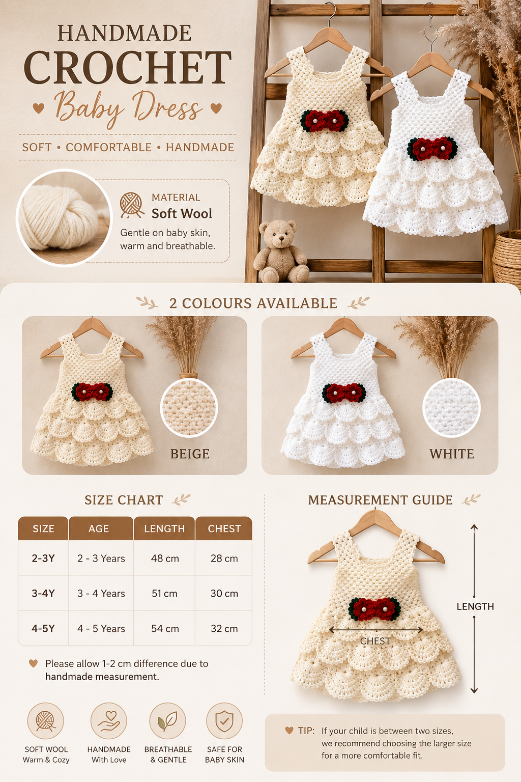 Princess crochet frock for toddler girls 4-5 years – Chutak Binak