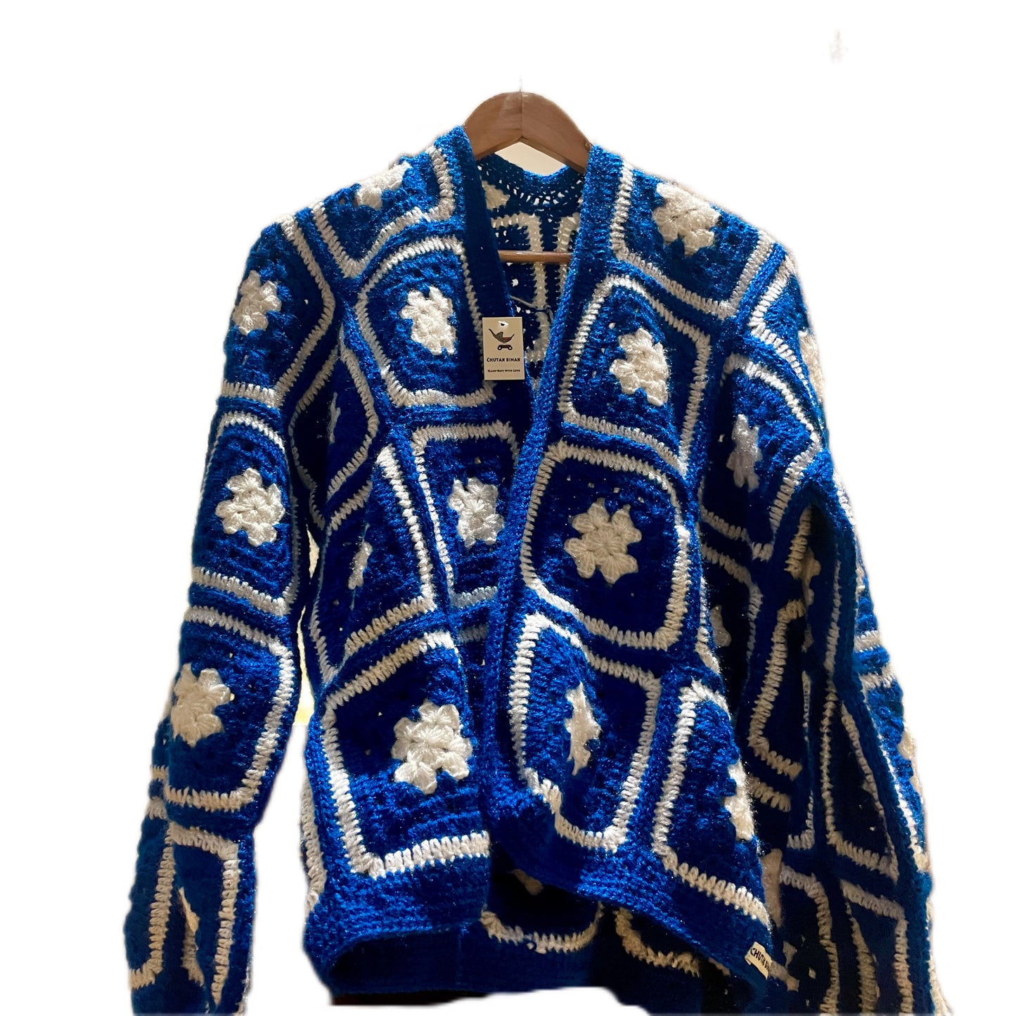 Blue Blossom Crochet Jacket