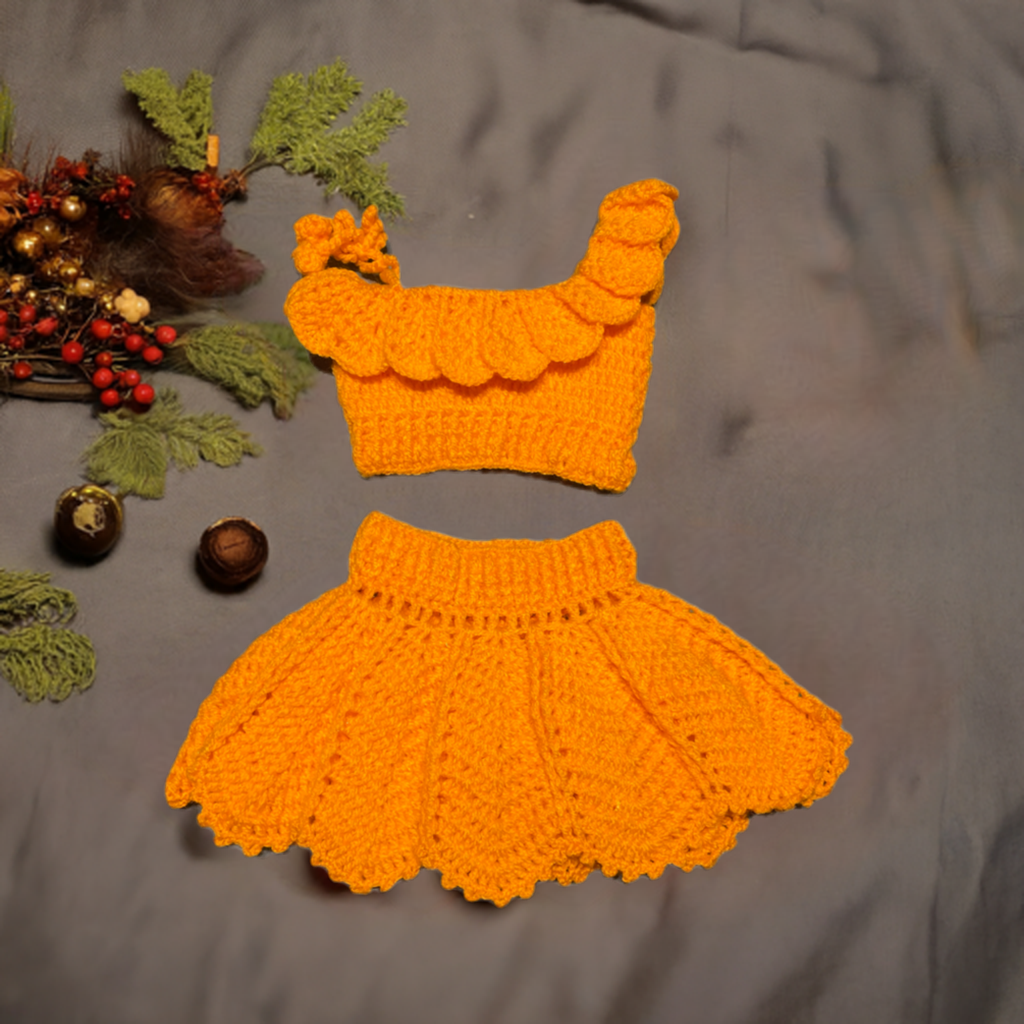 Hand-Knit Crotchet Skirt Set