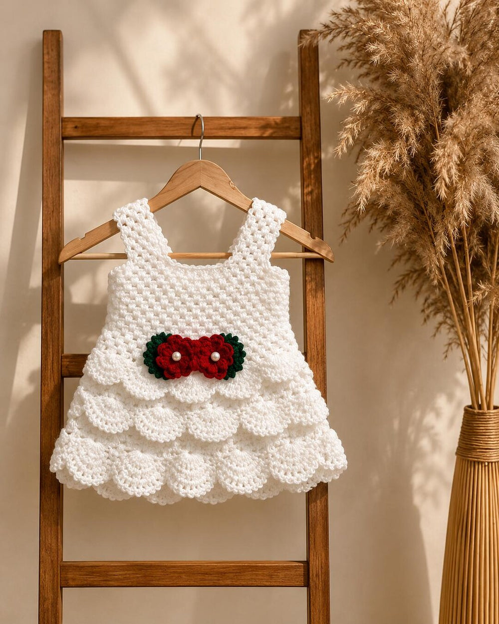 Layered scalloped crochet skirt detail