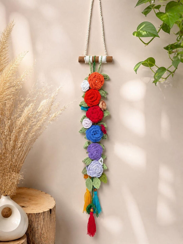 Handmade crochet floral wall hanging