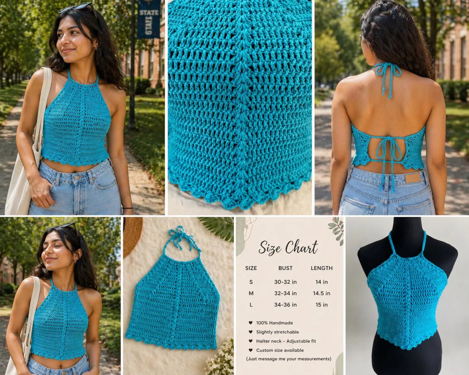 Coral Baddie handmade cotton top detail close-up – Chutak Binak