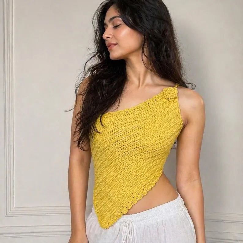 Sera Love hand crochet cotton bralette top for women front – Chutak Binak