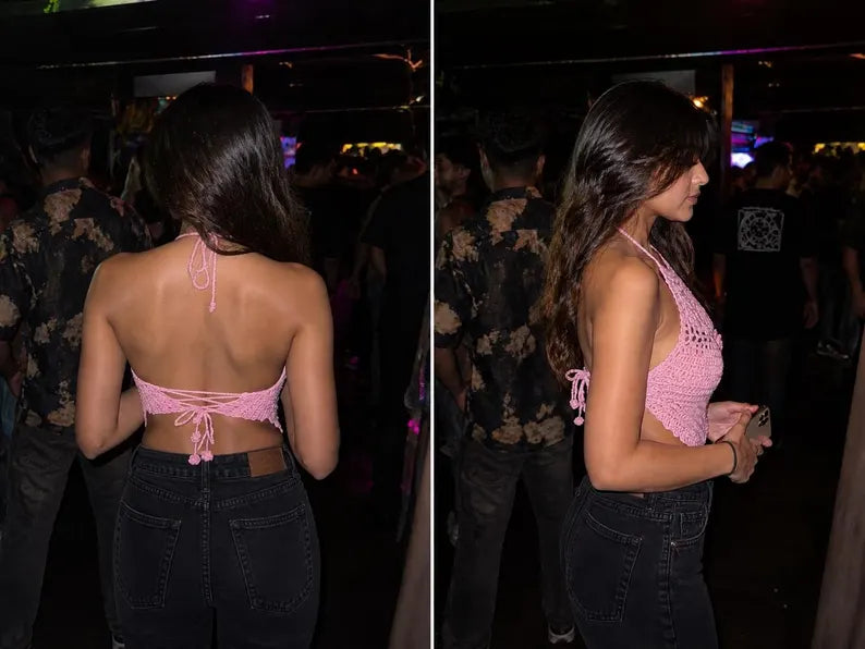 Blossom Dream crochet bralette back view – Chutak Binak
