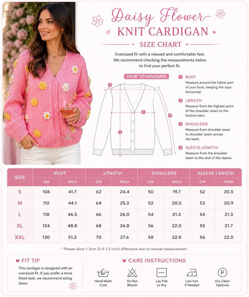 Pastel pink hand knit cardigan styled