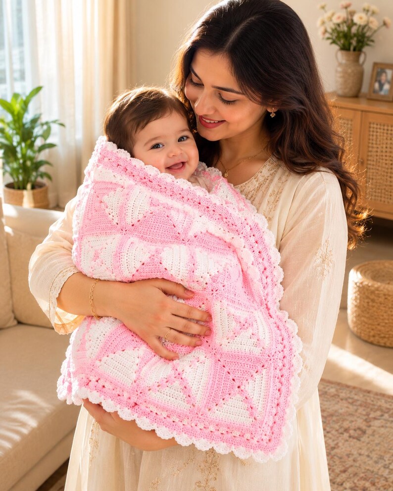 Geometric crochet blanket pattern