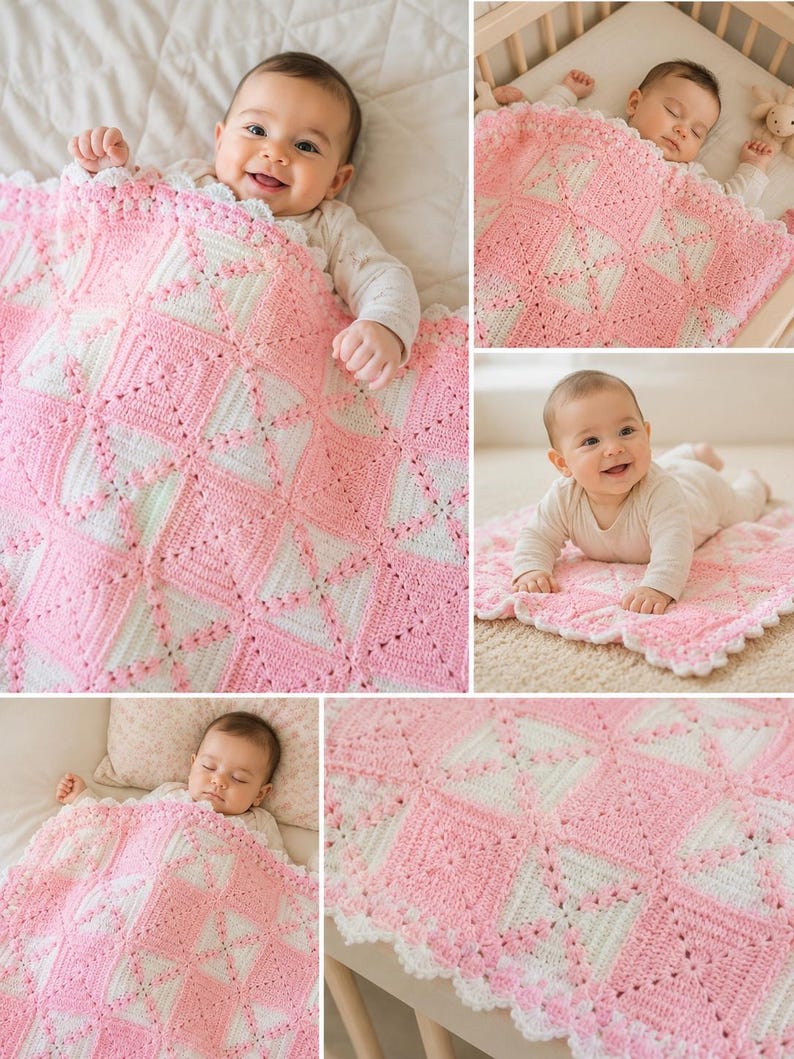 Crochet baby blanket folded