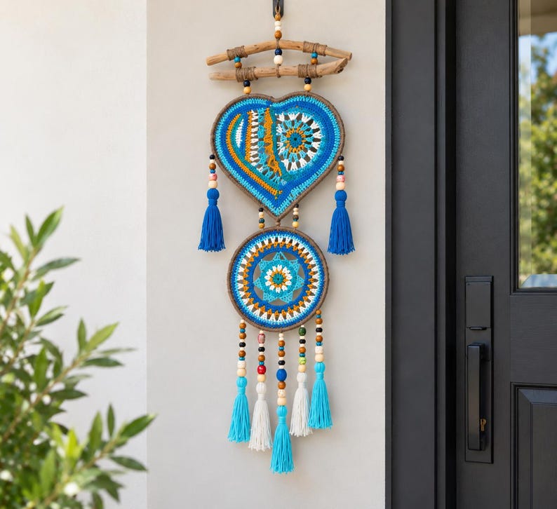 Boho crochet evil eye door decor