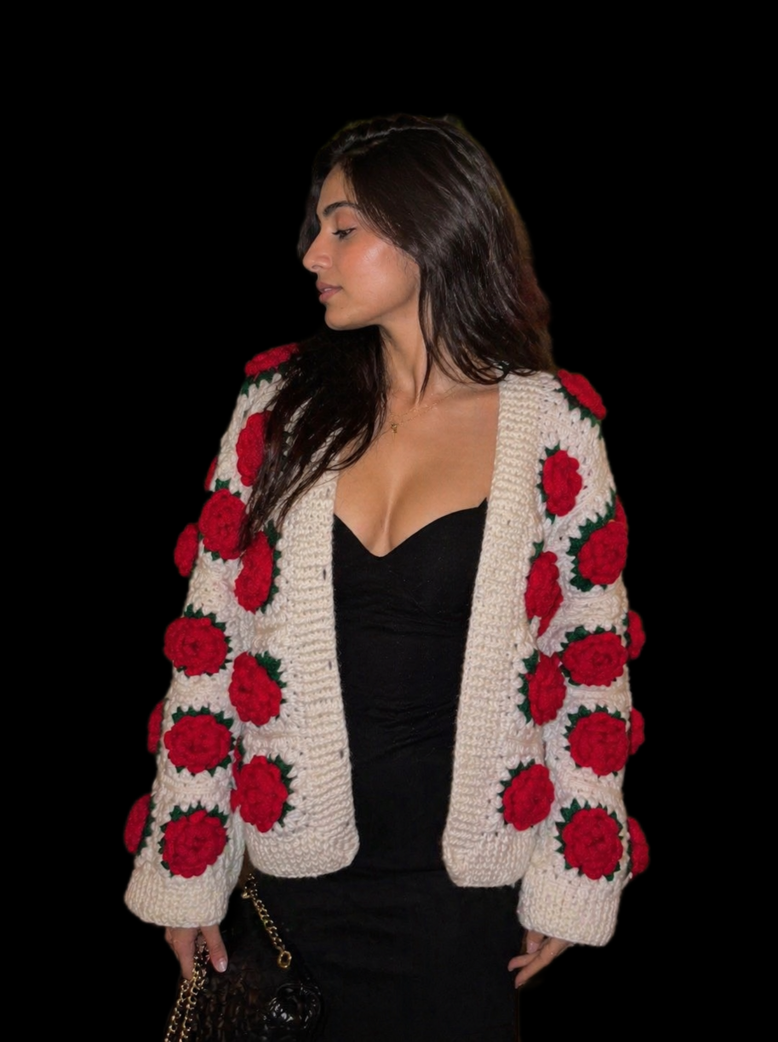 🌹 Handmade Crochet Rose Cardigan for Women 🌹