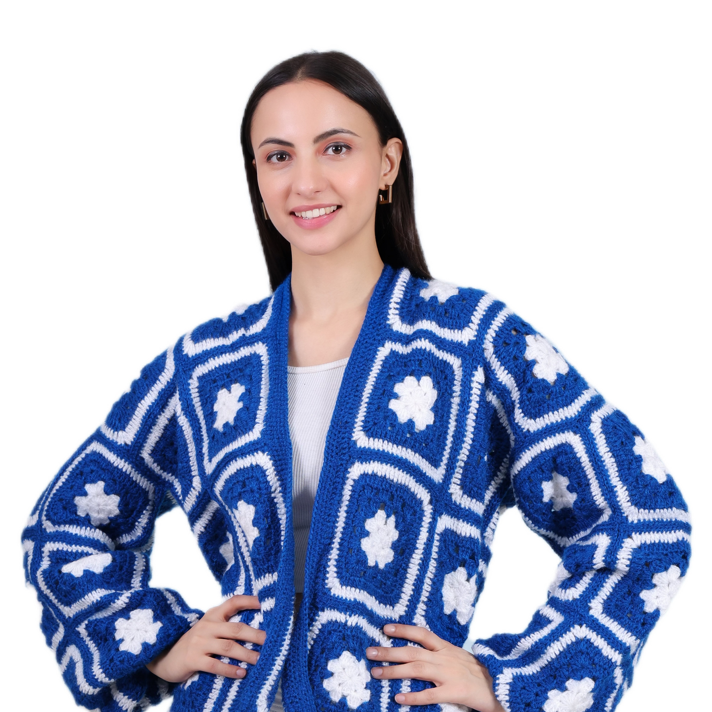Blue Blossom Crochet Jacket