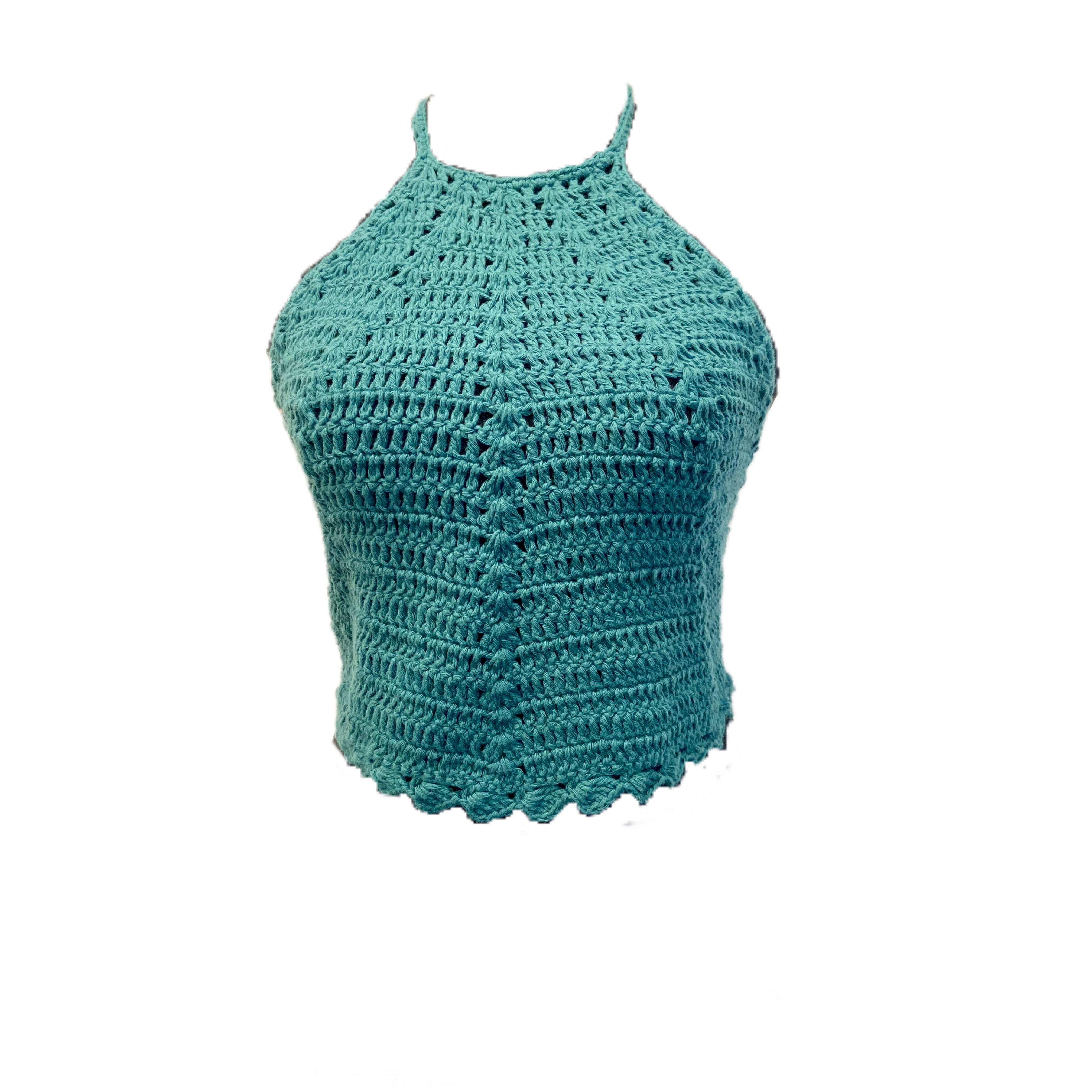 Coral Baddie Hand Crochet Cotton Top by Chutak Binak