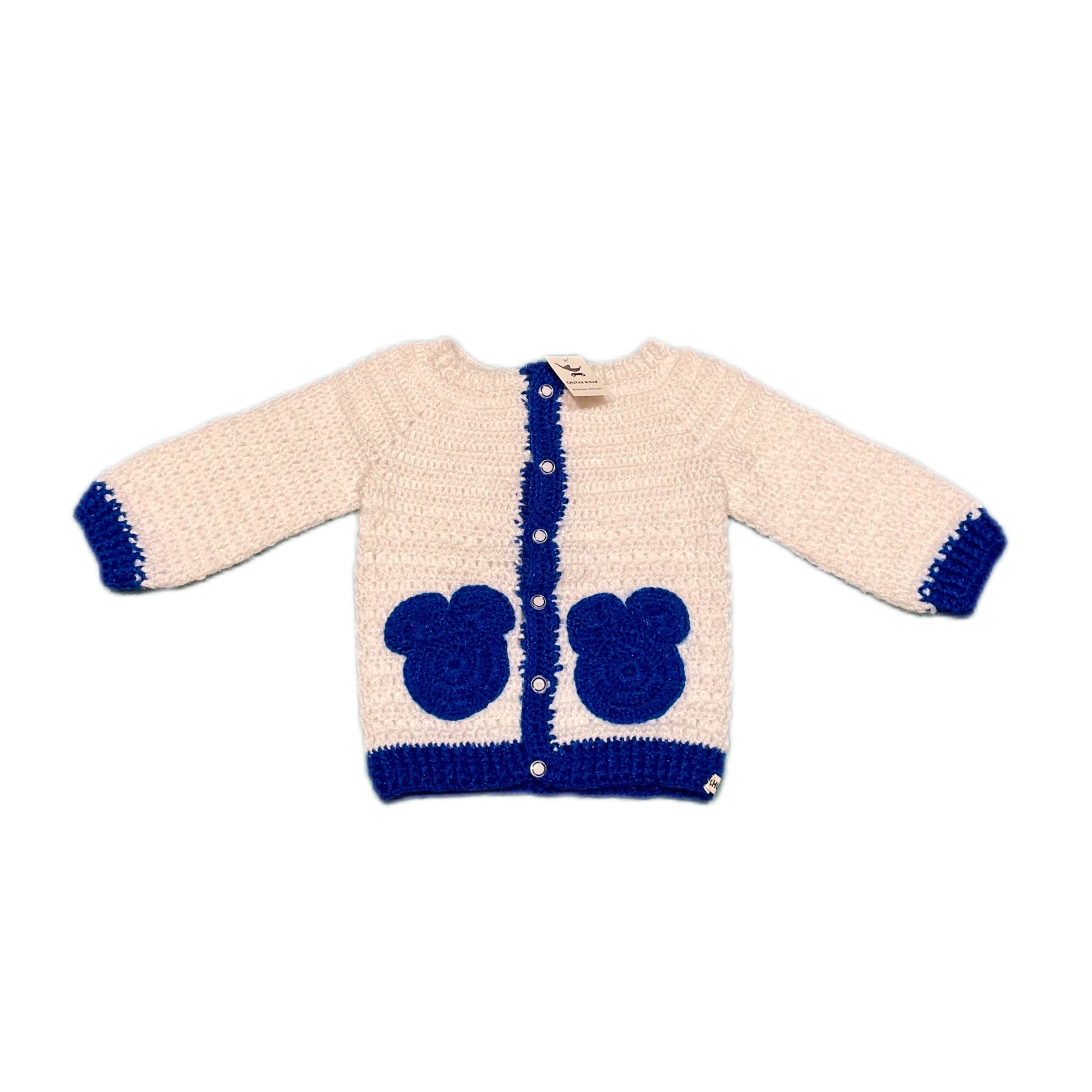 Blue Bear Crochet Sweater by Chutak Binak | Hand Knit