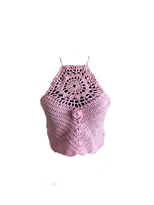 Blossom Dream Halter Neck Cotton Handmade Crochet Bralette by Chutak Binak